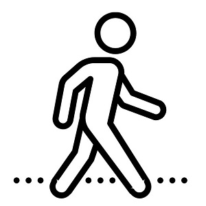 Symbol: Gehende Person auf Linie – Thema Bewegung