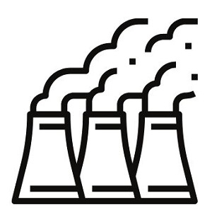 Drei Schornsteine, Symbol für Luftverschmutzung