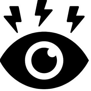Auge mit drei Blitzen, Symbol für Sehschwäche